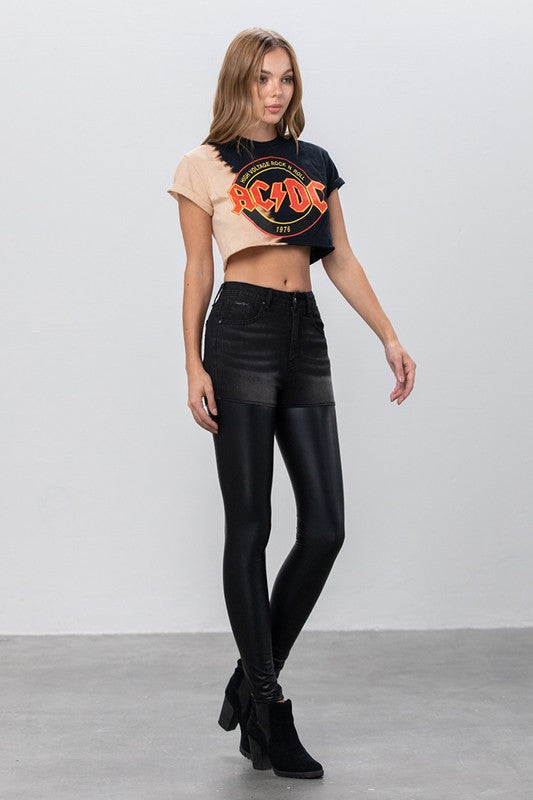 INSANE GENE HIGH RISE LEATHER DENIM PANTS