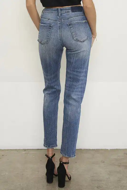 Insane Gene High Riise Distressed Girlfriend Jeans