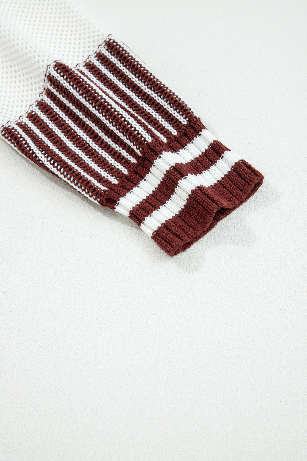 Light Blue Two Tone Striped Patchwork Drop Shoulder Loose Sweater