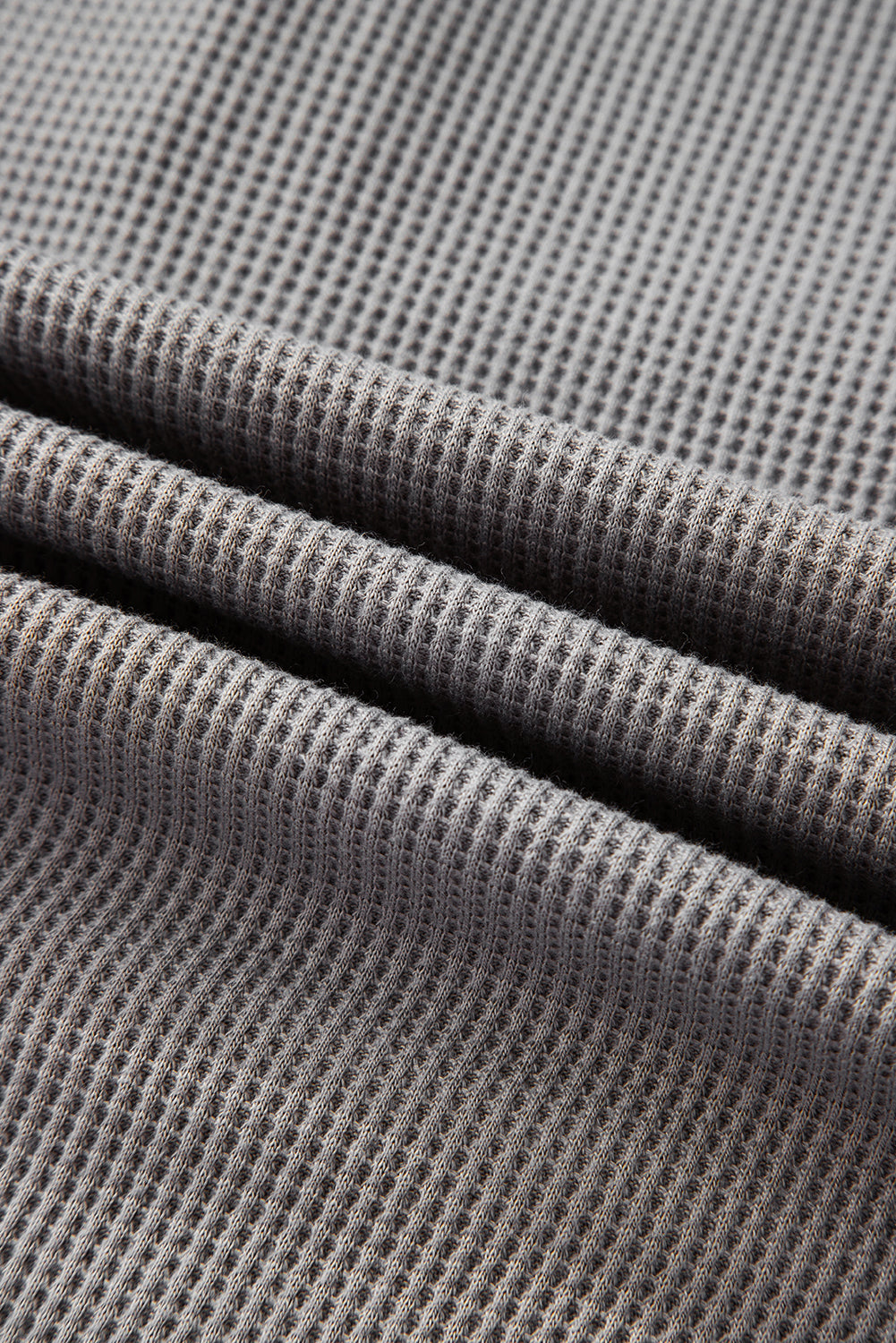 White Waffle Printed Patchwork Drawstring Hooded Long Sleeve Top