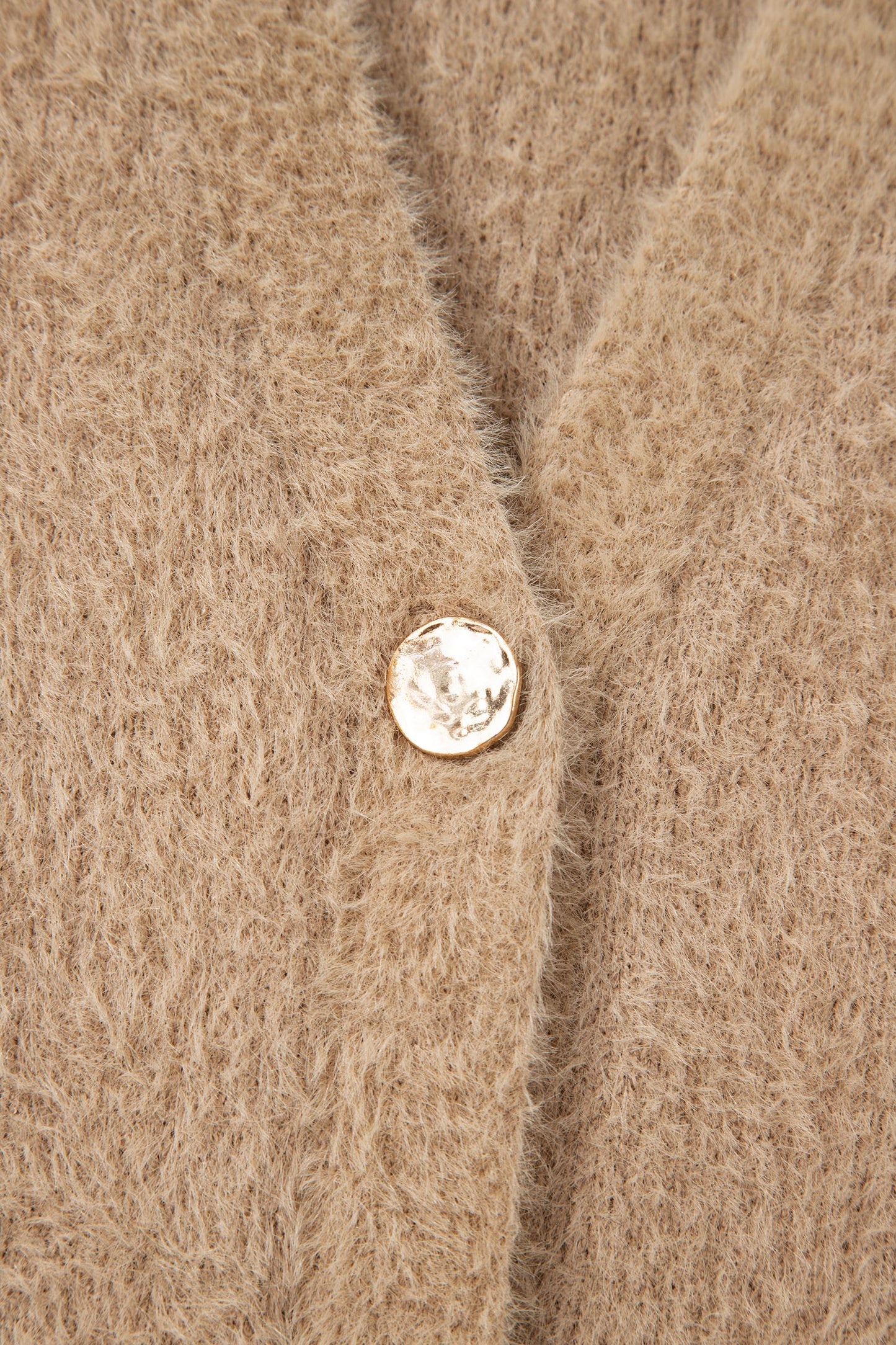 White Fuzzy Buttoned Front Midi Solid Cardigan