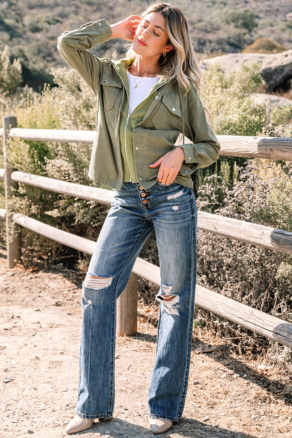 Beige 2 in 1 Thermal Knit Textured Hooded Jacket