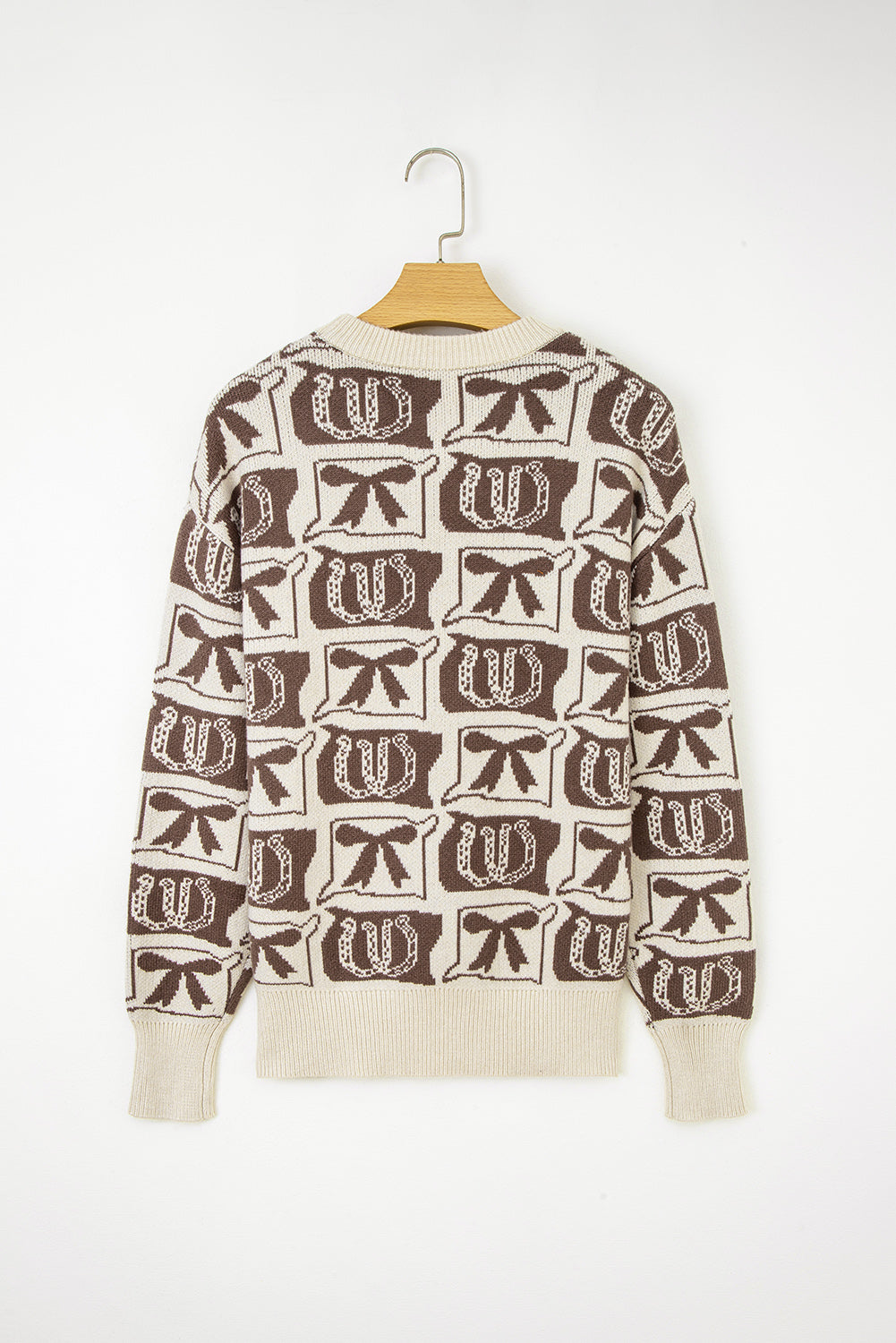 Black Bows & Horseshoes Pattern Western Fashion Print Sweater