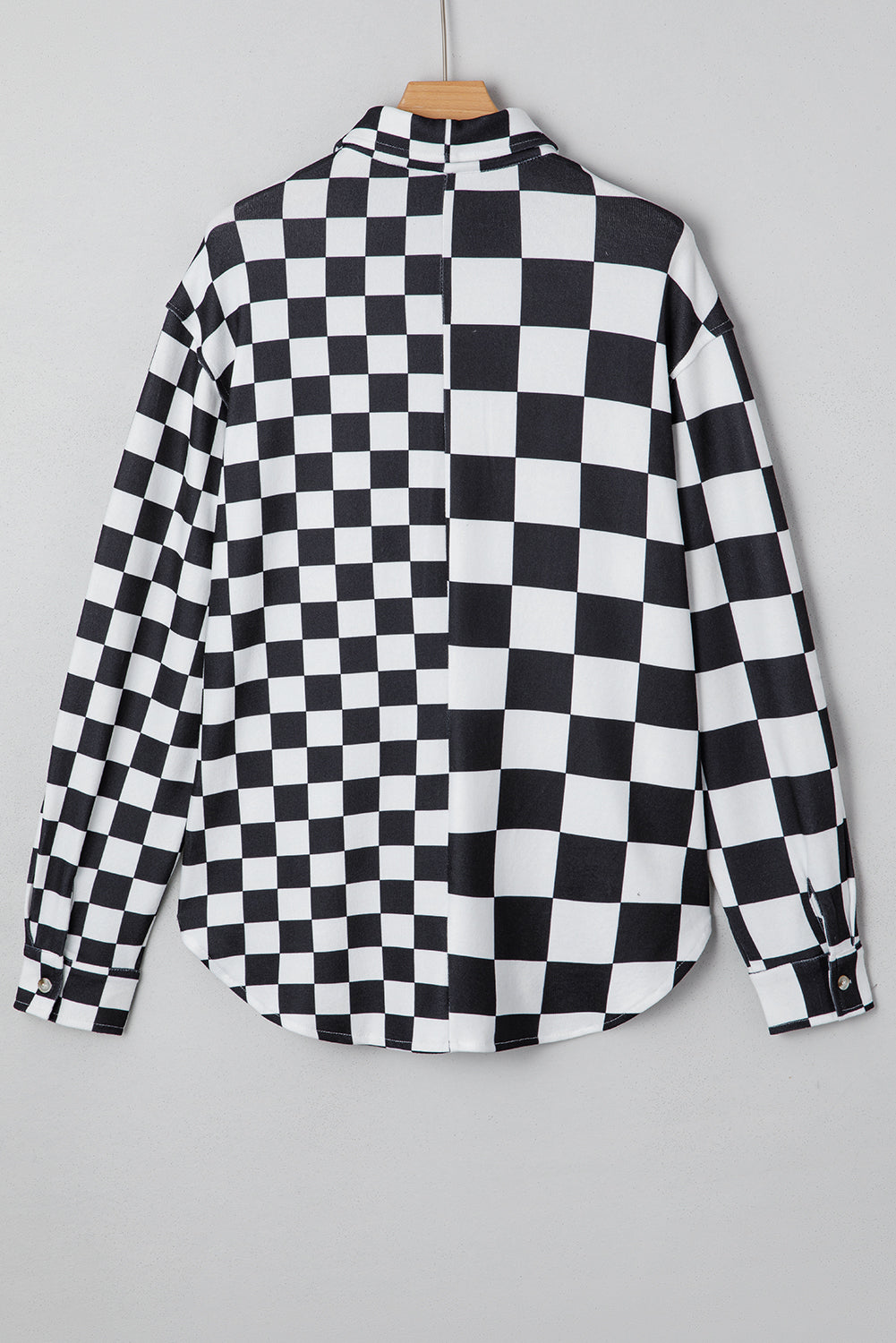 Green Checkerboard Flap Pocket Button Front Shacket
