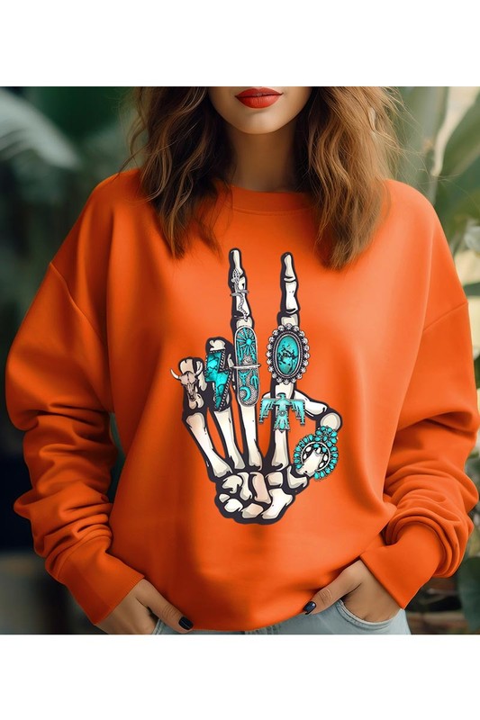 Western Skeleton Graphic Fleece Sweatshirts