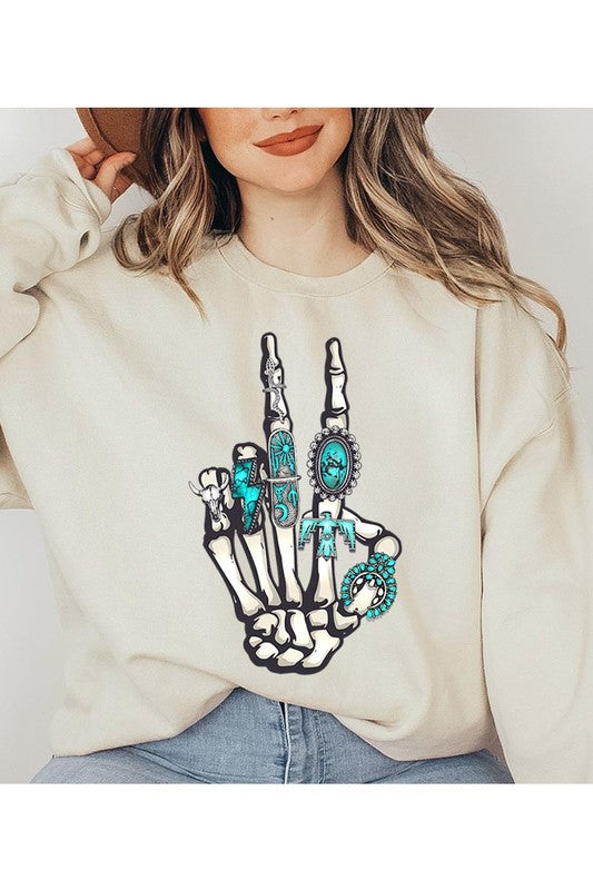 Western Skeleton Graphic Fleece Sweatshirts