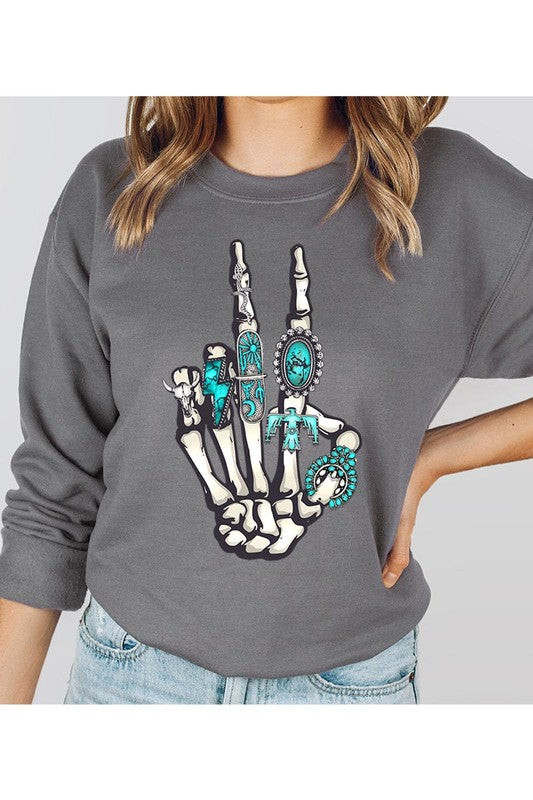 Western Skeleton Graphic Fleece Sweatshirts