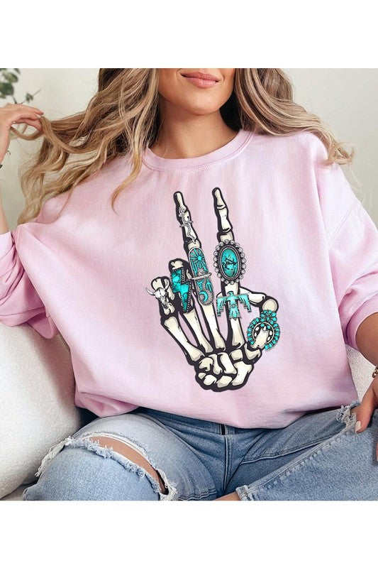 Western Skeleton Graphic Fleece Sweatshirts