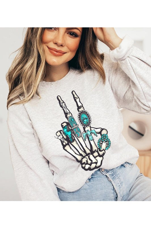 Western Skeleton Graphic Fleece Sweatshirts