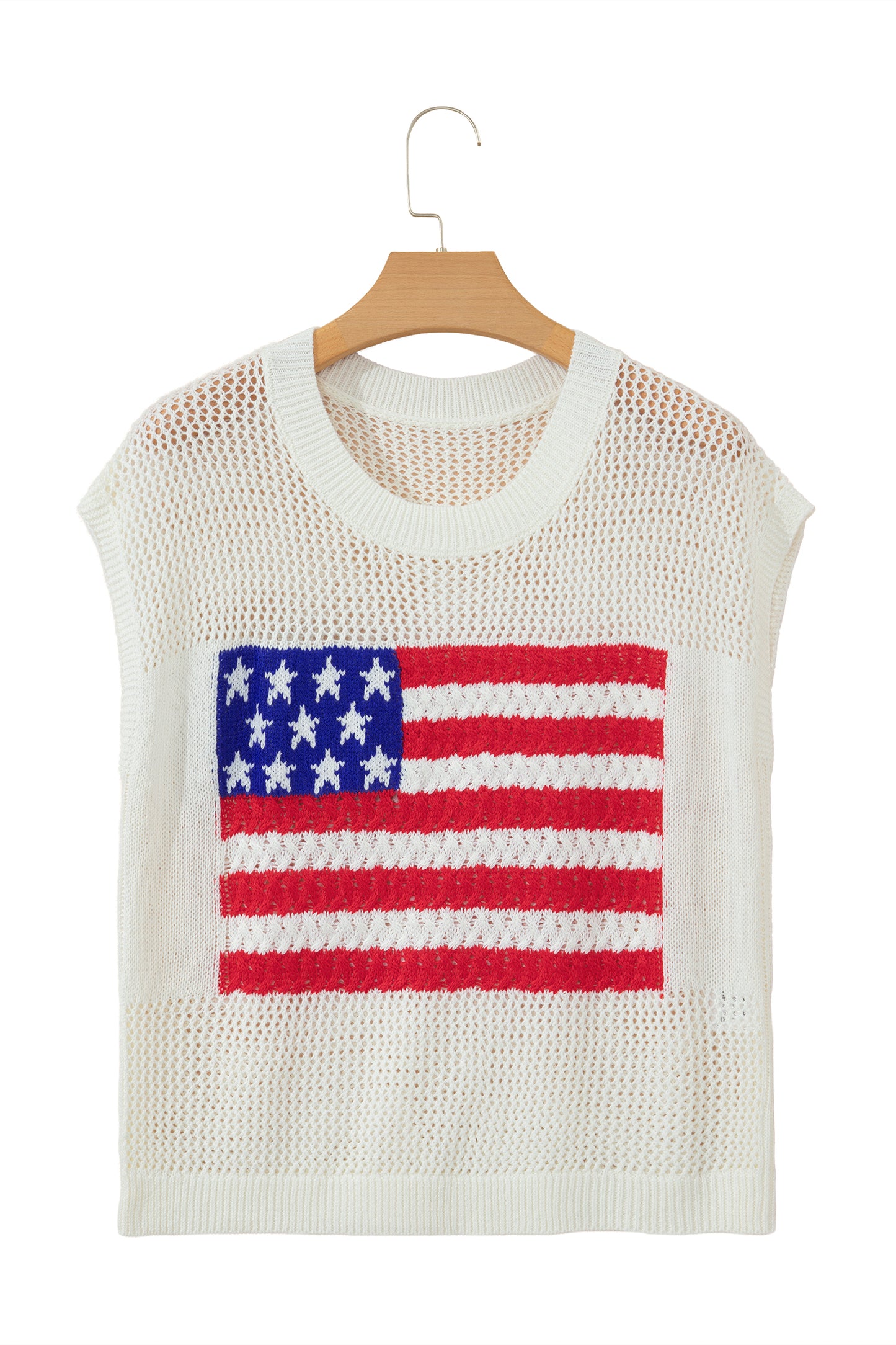 Sky Blue Flag Graphic Short Sleeve Sweater Top