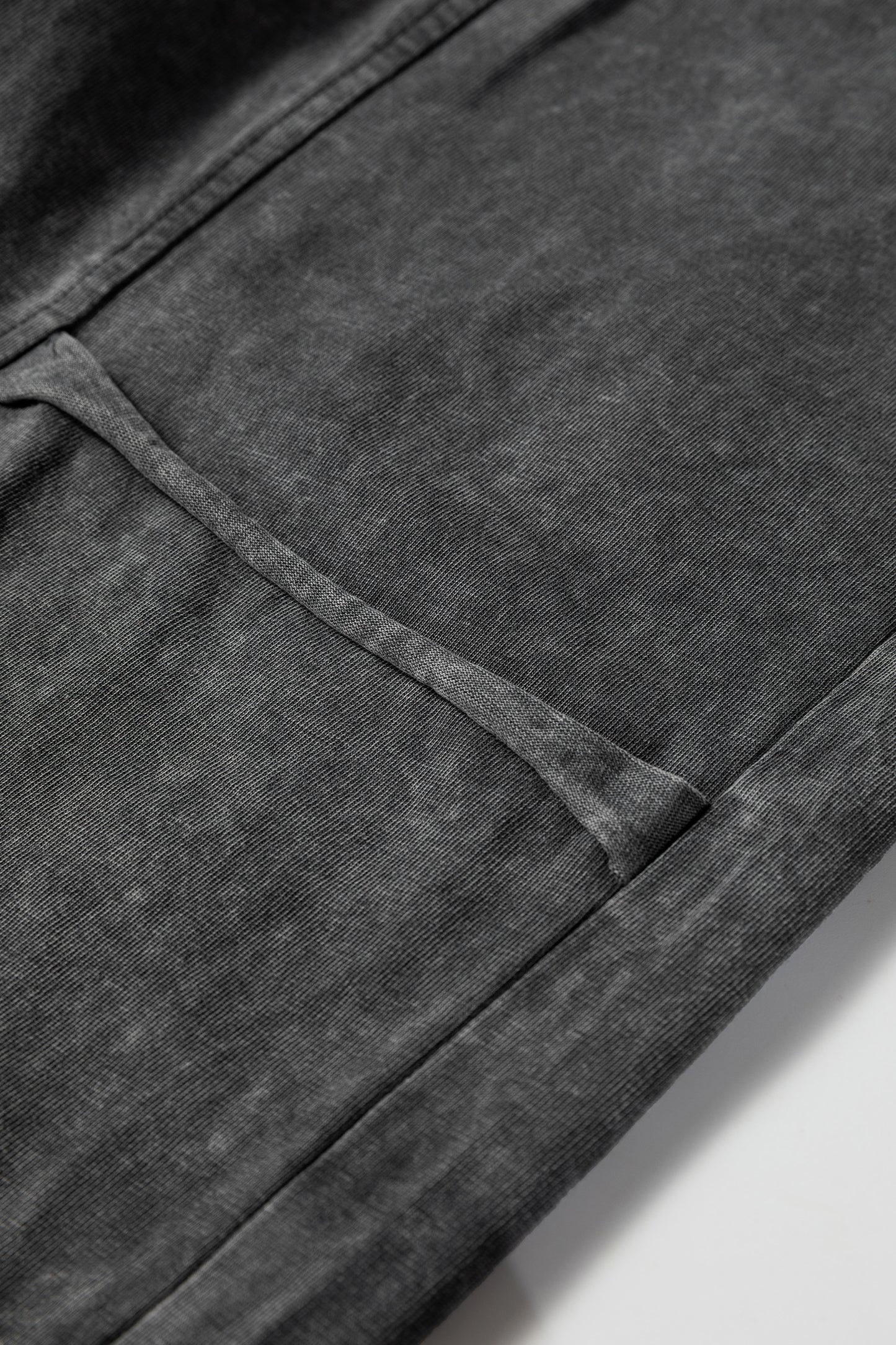 Medium Grey Mineral Wash Lace-up High Waist Raw Hem Patched Pocket Pants