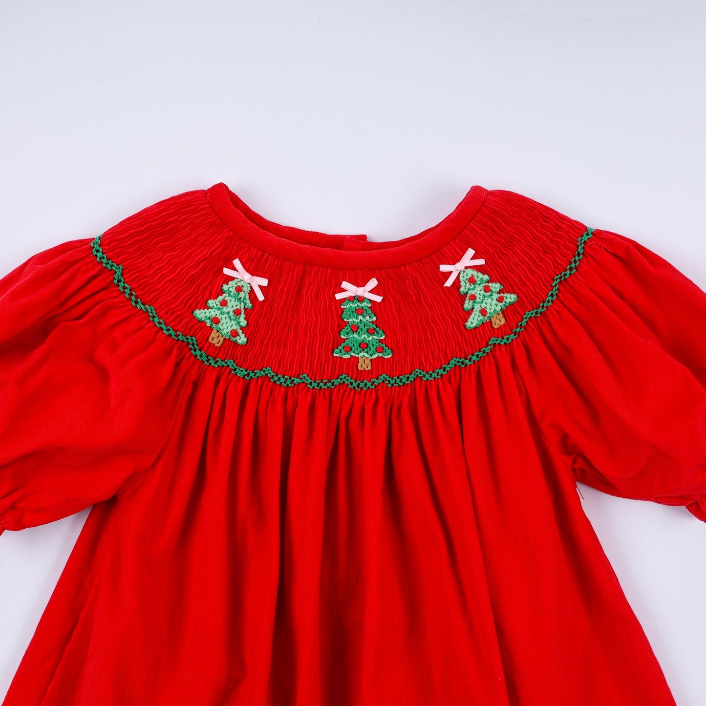Smocked Red Christmas Tree Dress