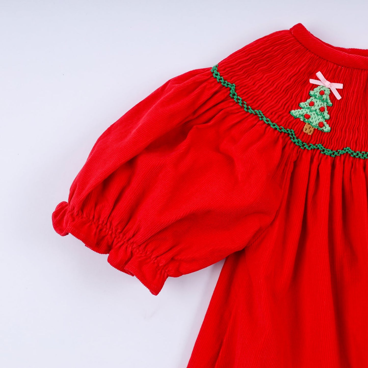 Smocked Red Christmas Tree Dress