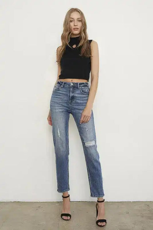 Insane Gene High Riise Distressed Girlfriend Jeans