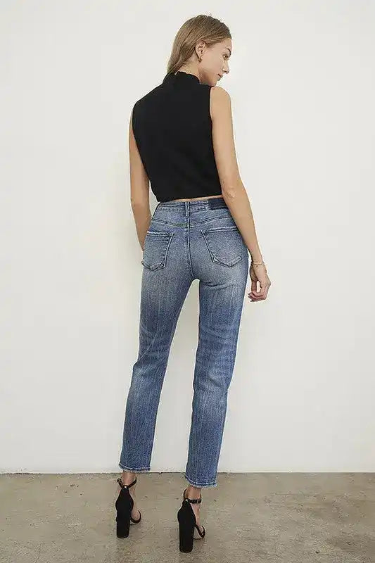 Insane Gene High Riise Distressed Girlfriend Jeans