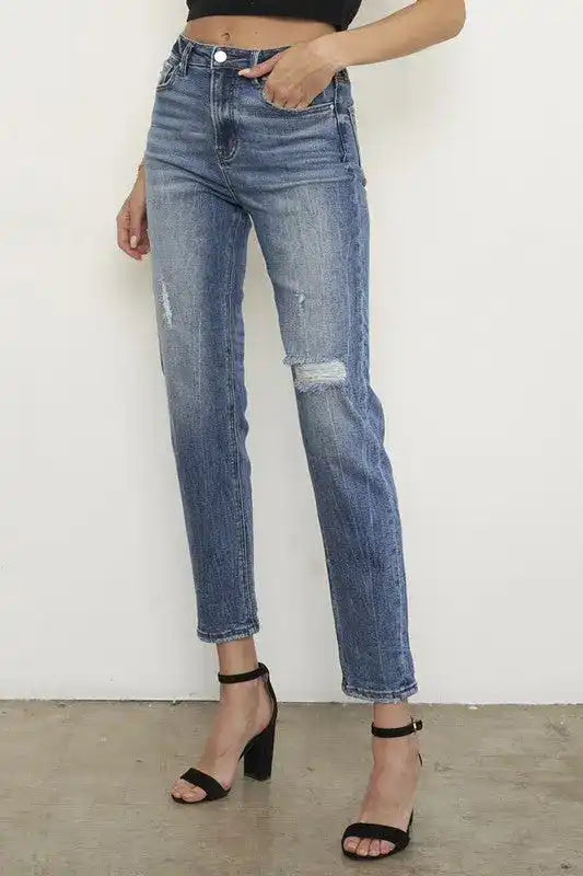 Insane Gene High Riise Distressed Girlfriend Jeans