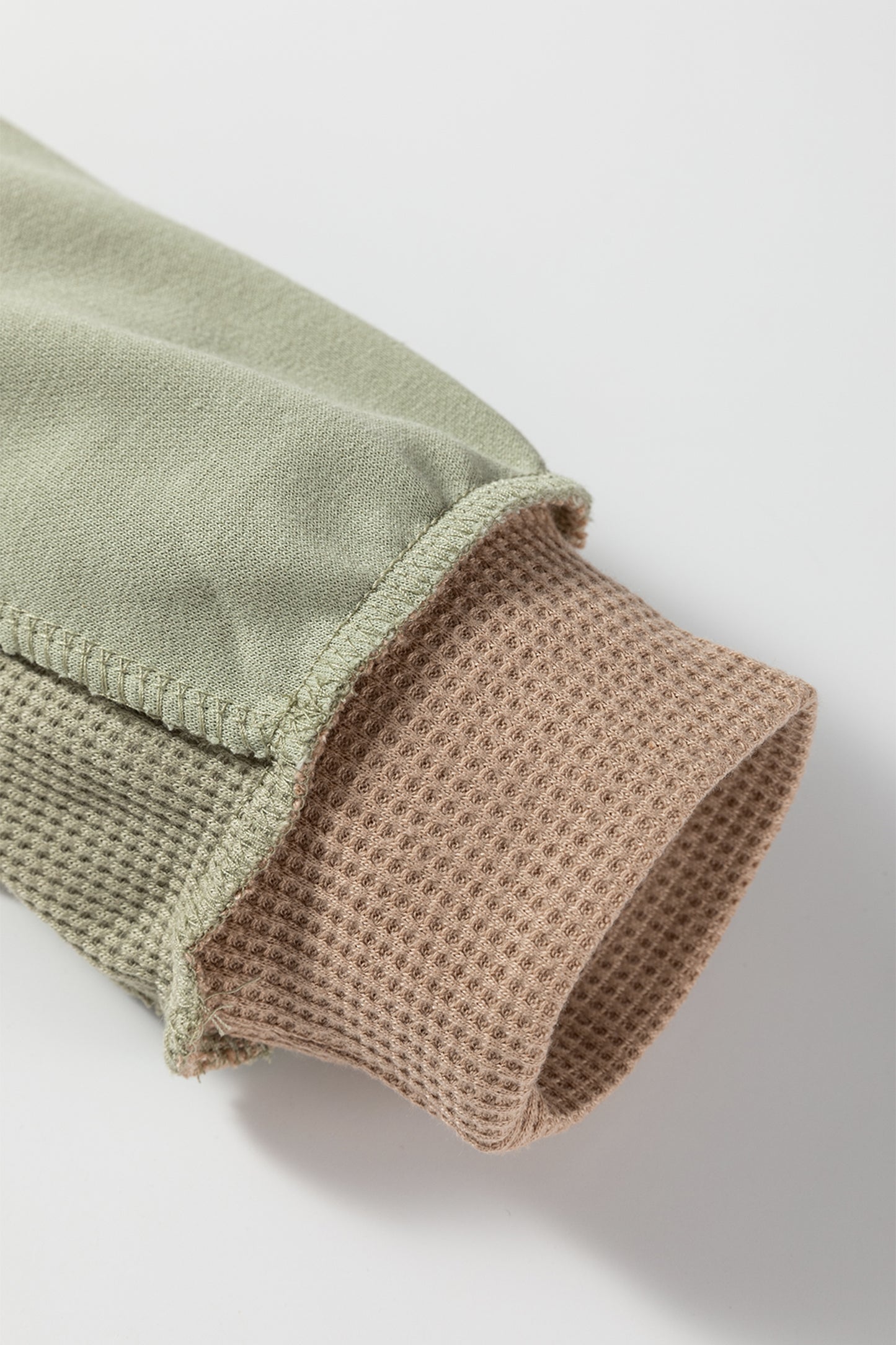 Wild Wind Color Block Mix Texture Waffle Patchwork Oversize Sweatshirt