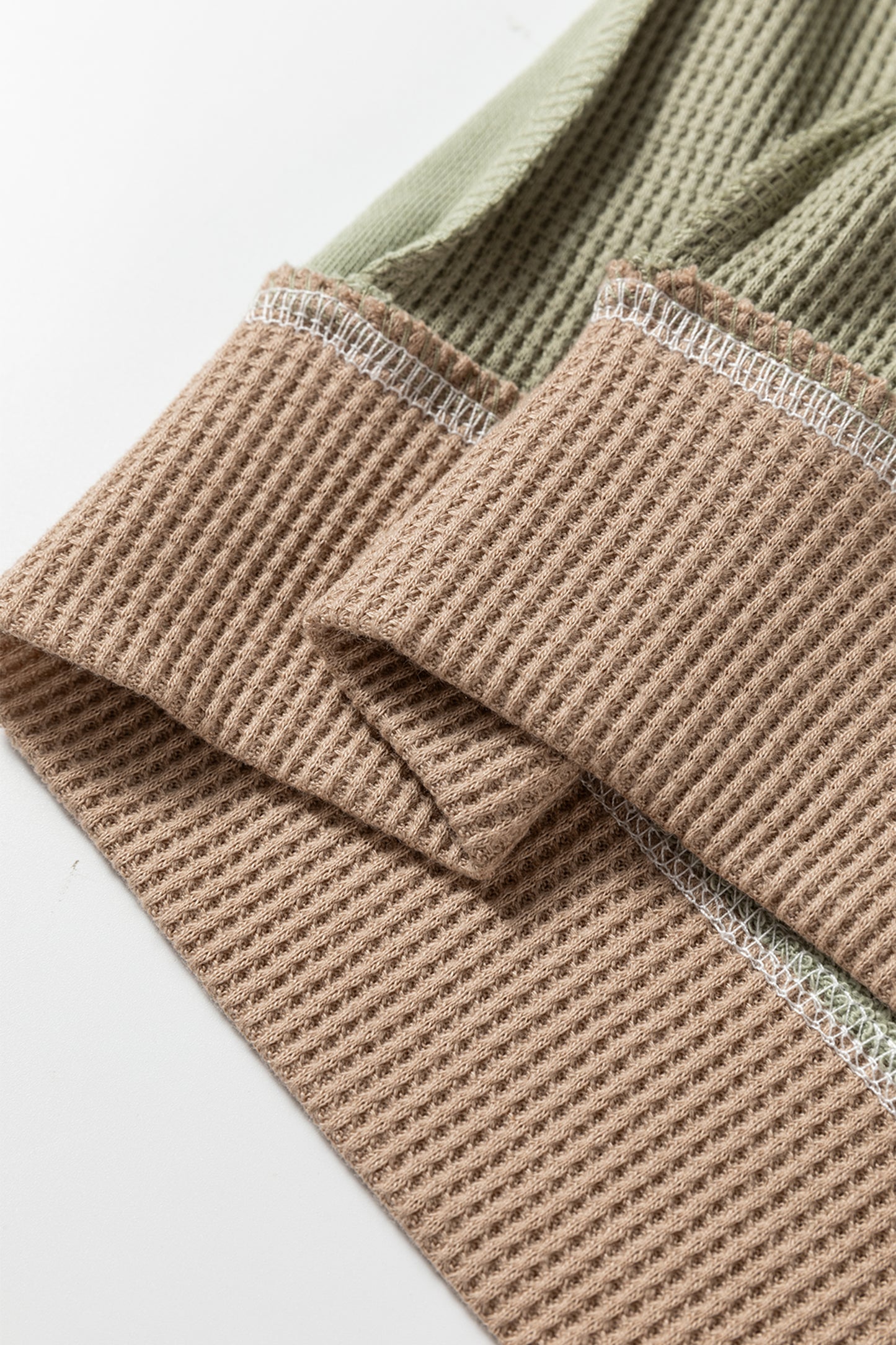 Wild Wind Color Block Mix Texture Waffle Patchwork Oversize Sweatshirt