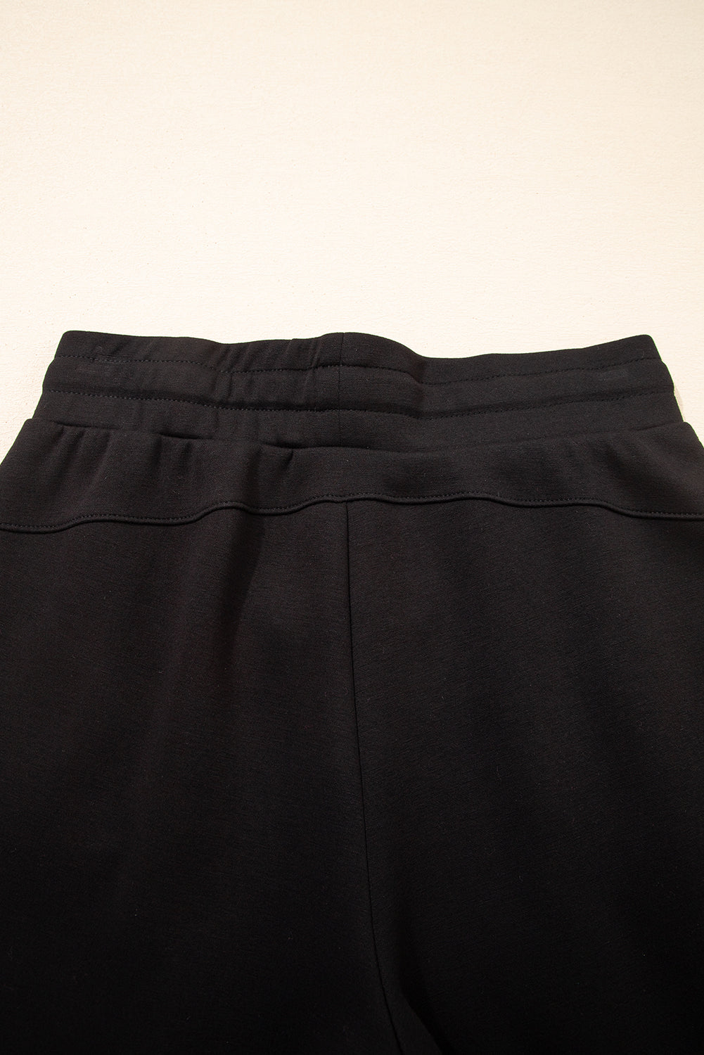 Black Exposed Seam Detail Skinny Drawstring Jogger Pants