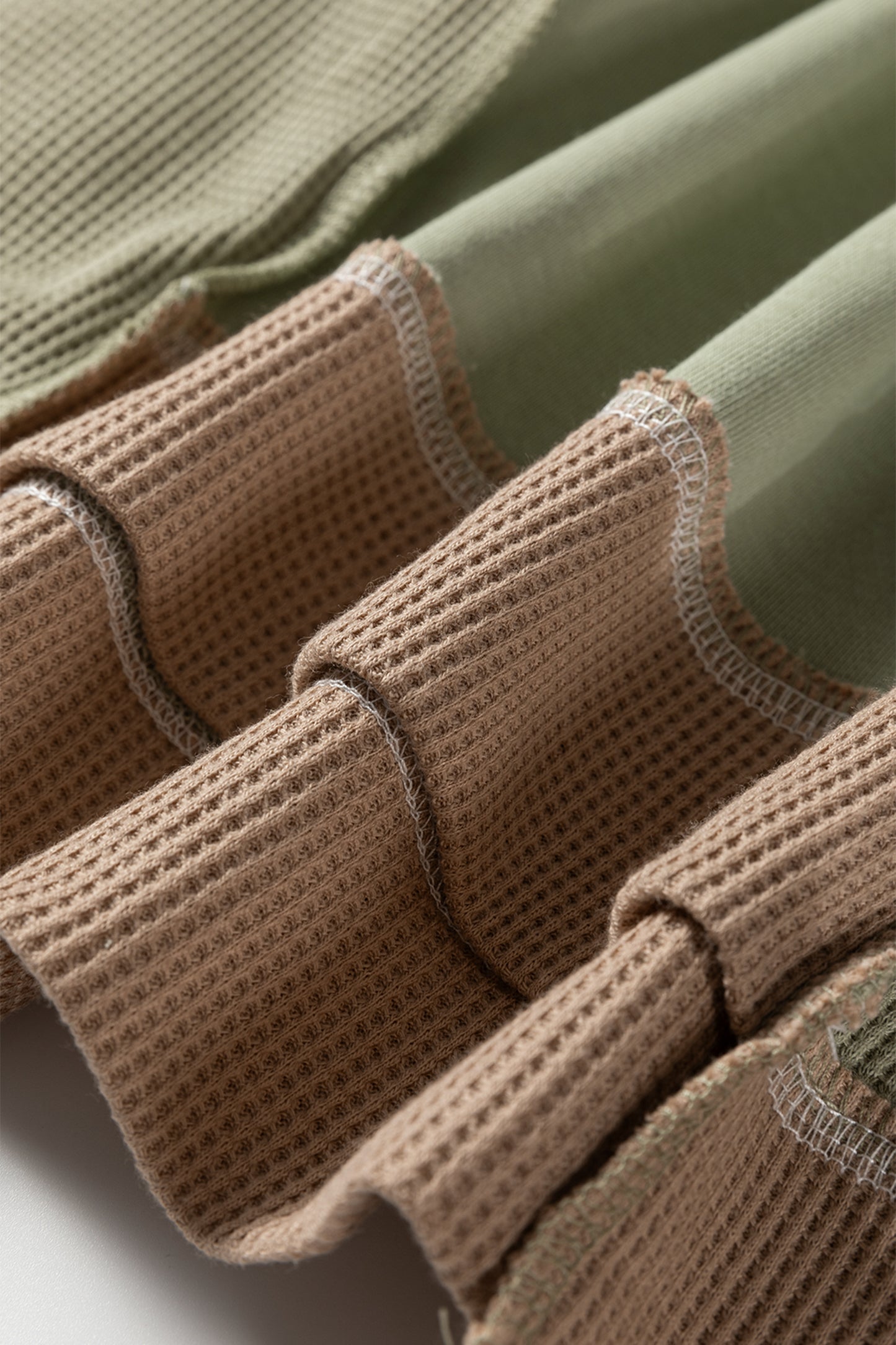 Wild Wind Color Block Mix Texture Waffle Patchwork Oversize Sweatshirt