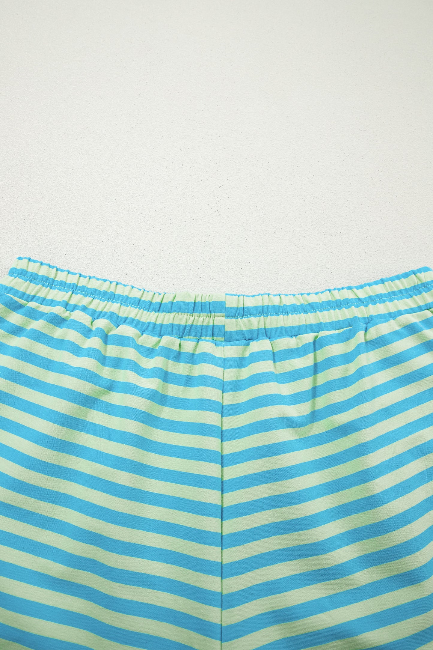 Yellow Stripe Color Block Detail Long Sleeve Pullover Elastic Waist Pull On Shorts 2pcs Set