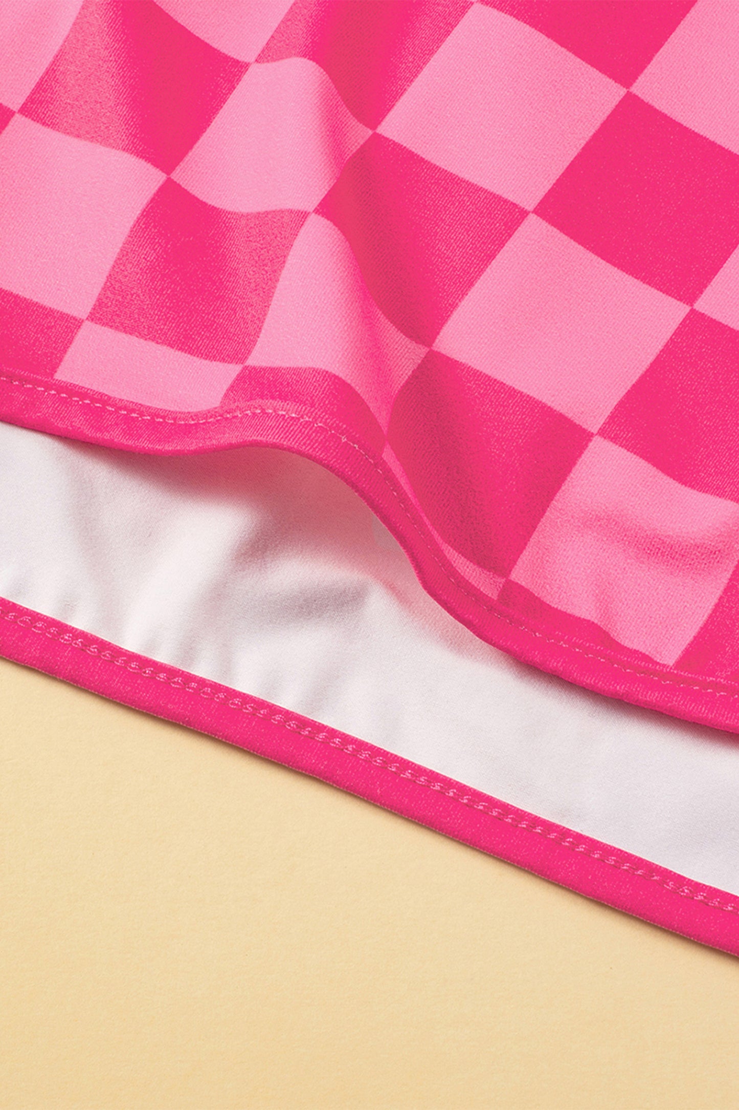 Rose Checkered Drawstring Elastic Waist Casual Shorts