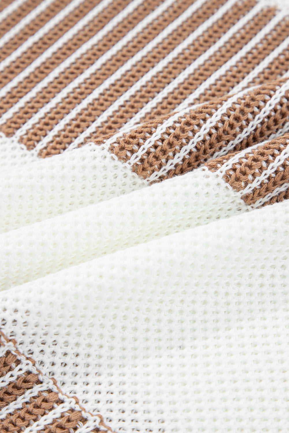 Light Blue Two Tone Striped Patchwork Drop Shoulder Loose Sweater