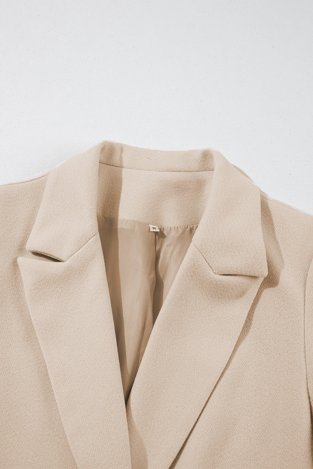 Apricot Single Breasted Lapel Collar Flap Pocketed Overcoat