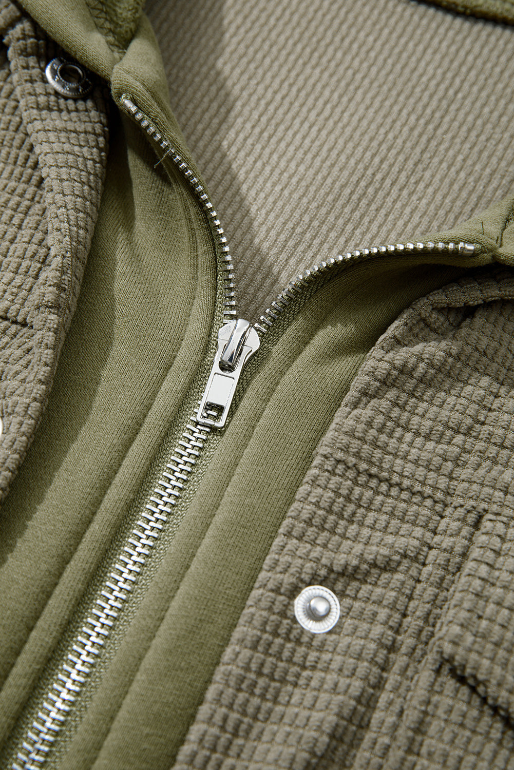 Beige 2 in 1 Thermal Knit Textured Hooded Jacket