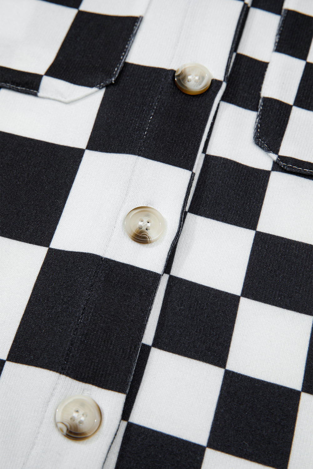 Green Checkerboard Flap Pocket Button Front Shacket
